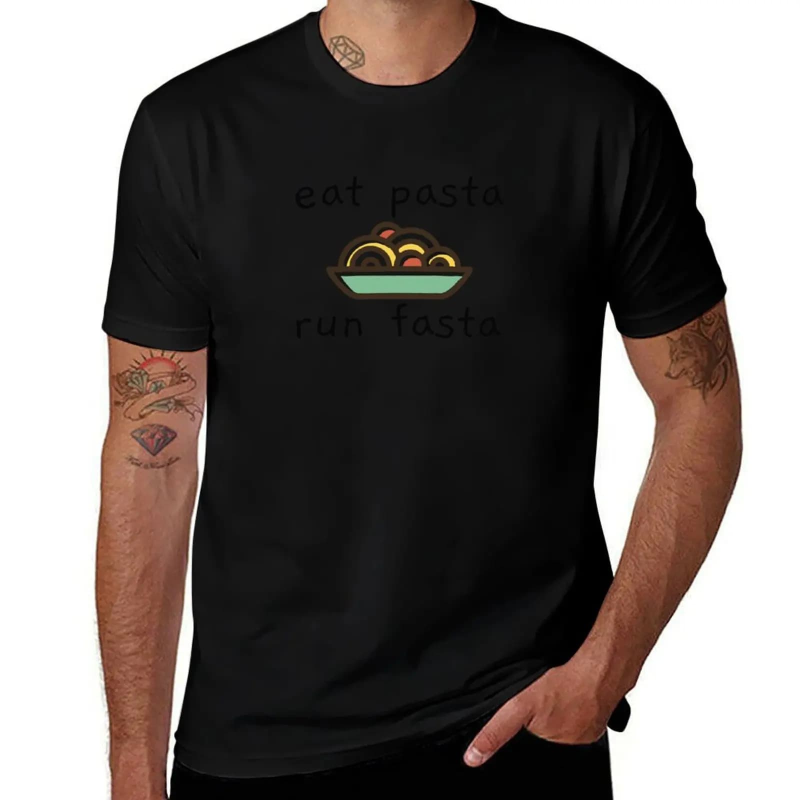 eat pasta run fasta funny humour T-Shirt Summer Sports Quick Dry T-Shirt