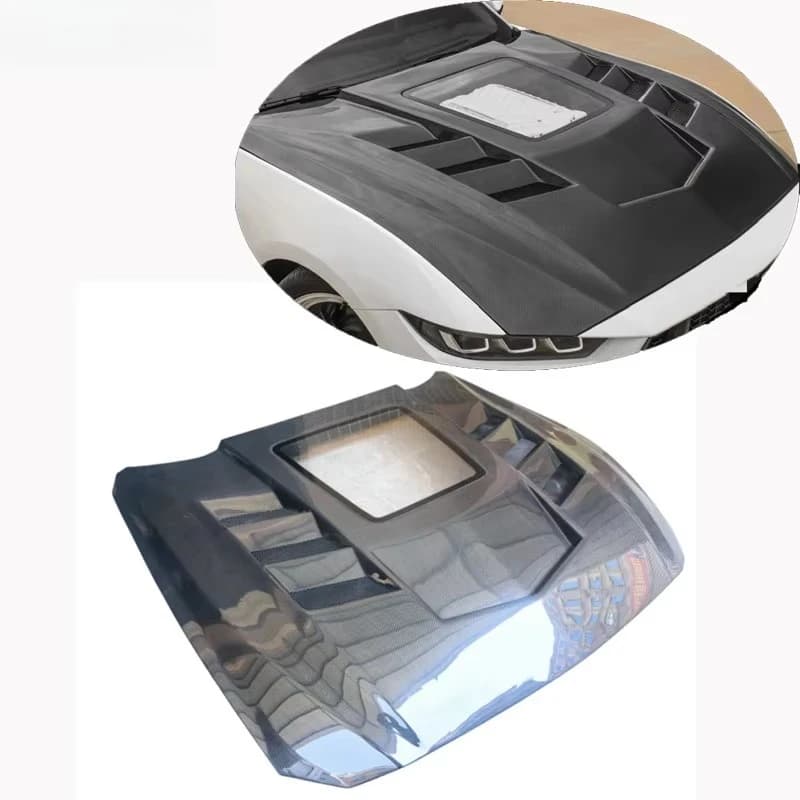 New High Quality for Mustang 2024-2026 Single Sided Carbon Fiber Bonnet Hood Replacement Front Engine Hood Cover Glass