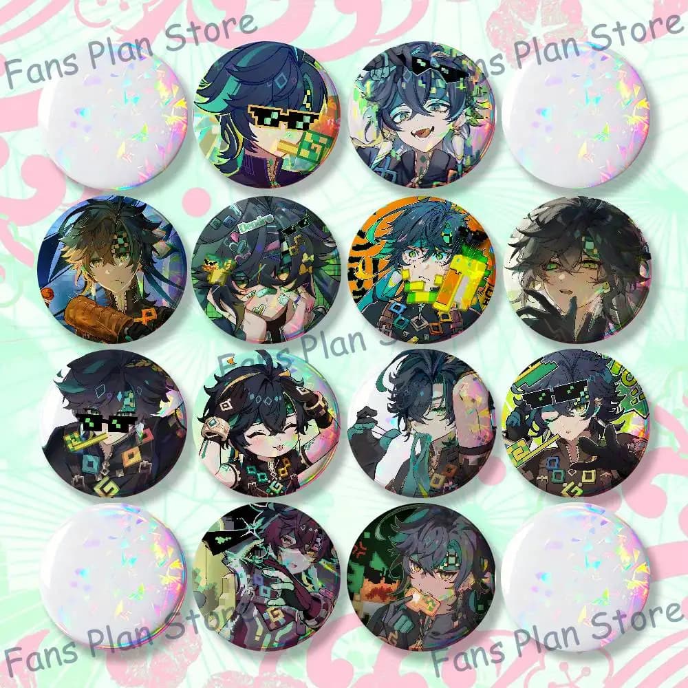 G-Genshin Kinich Badges Creative Tinplate Button Pins Brooch Creative Quotes Badge Clothes Backpack Jewelry Gift Fan Merchandise