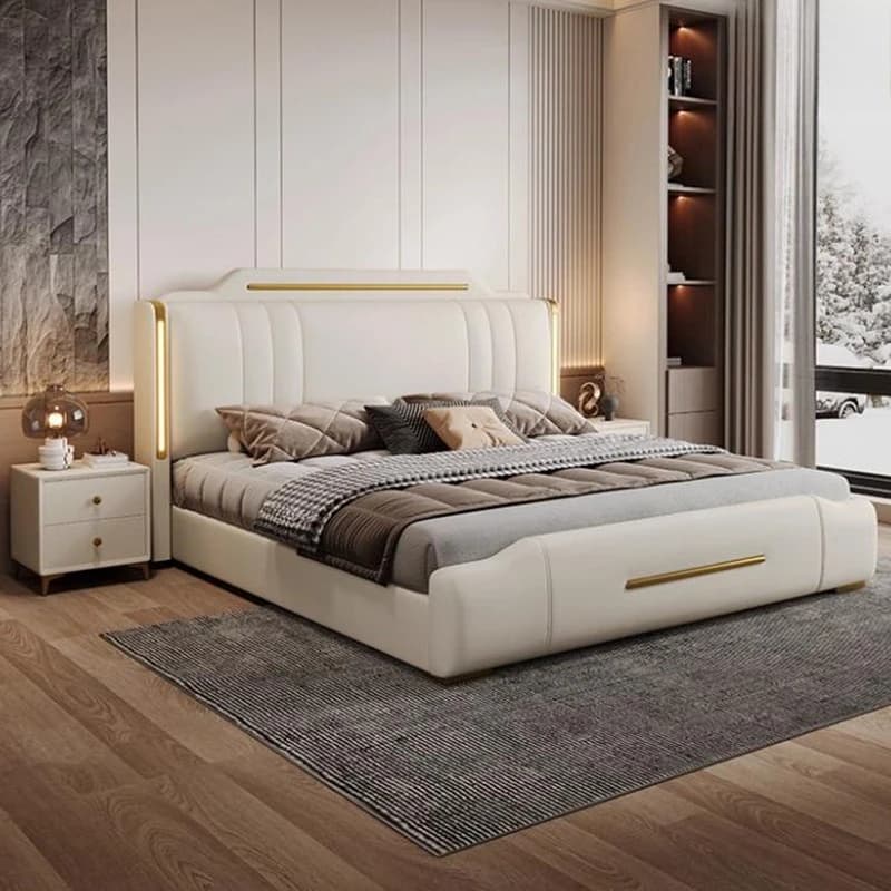 Fancy Light Luxury Bed Modern Minimalist Bedroom Double Bed Frames Queen Size Muebles Para Dormitorio House Accessories
