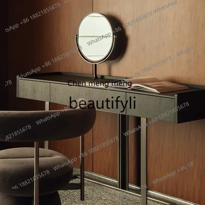 X FH  Italian Style Solid Wood Dressing Table Modern Minimalist Bedroom Small Apartment Makeup Table
