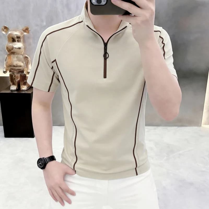2026 Summer New Style Men's Short-Sleeved Polo Shirt with Mesh Ventilation - Cool and Comfortable Youth Summer New Style Half-Sl