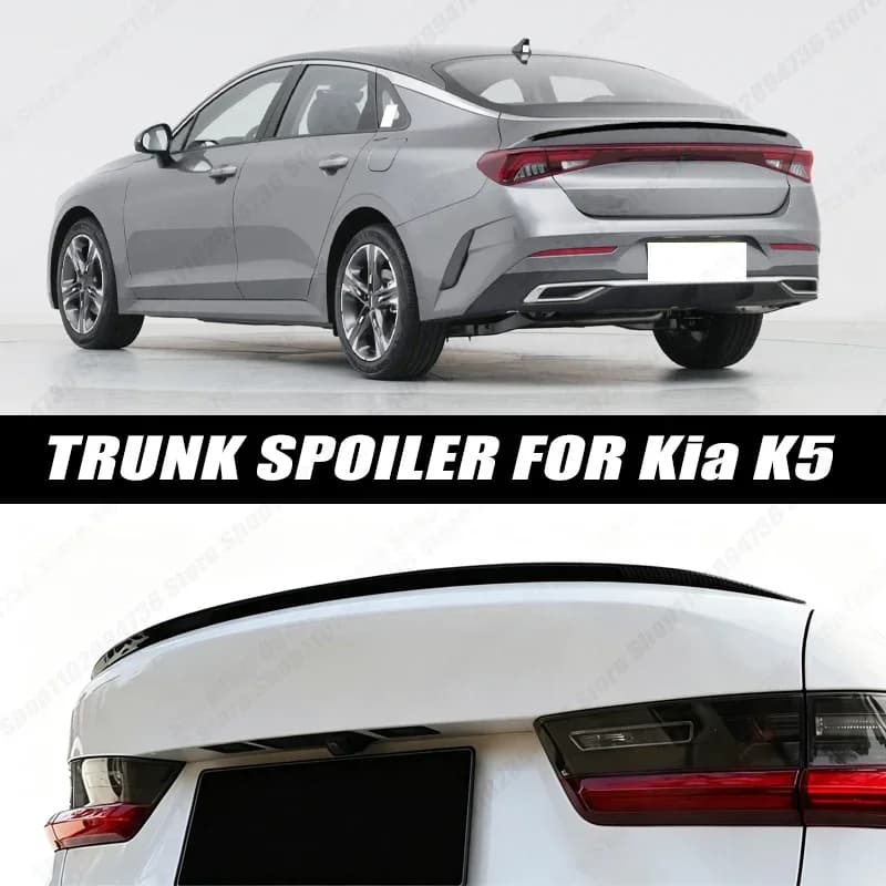120CM Glossy Black Soft Rubber Universal Rear Trunk Spoiler 5D Carbon Look Tail Wing Fit For Kia K5 Car Accessories