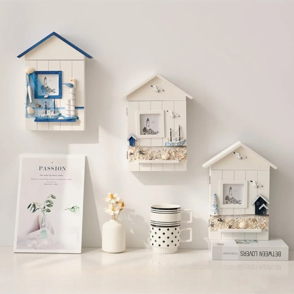 Creative Decorative Mediterranean Key Box, Key Box Cabinet, Wall-Mounted Seabird Tower Key, House Storage Box