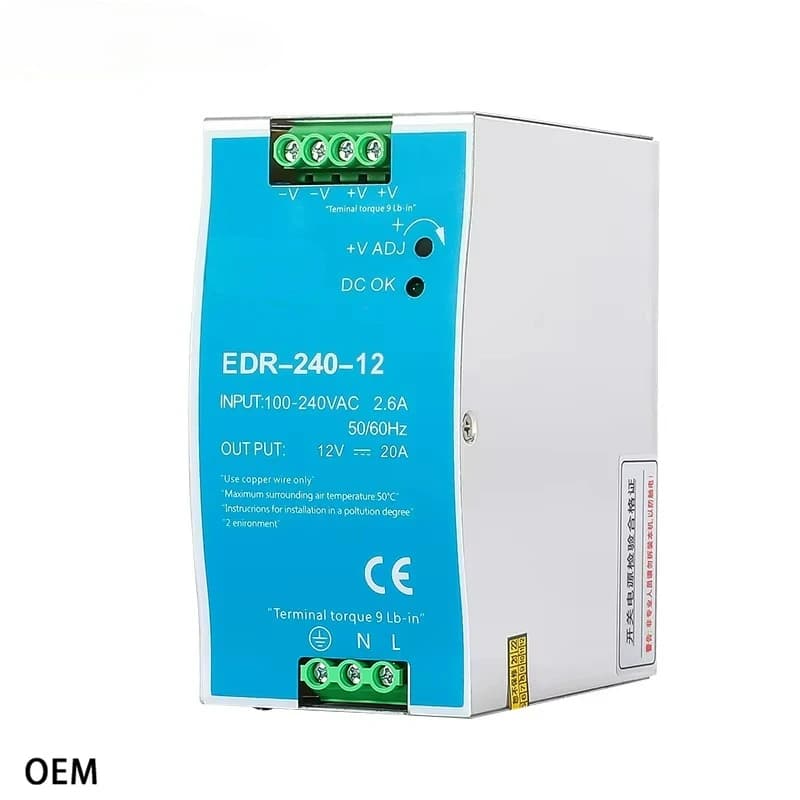 EDR-240-12 240W 12V 20A Single Output DIN Rail SMPS AC-DC Switching Power Supply for CCTV LED and Smart Devices