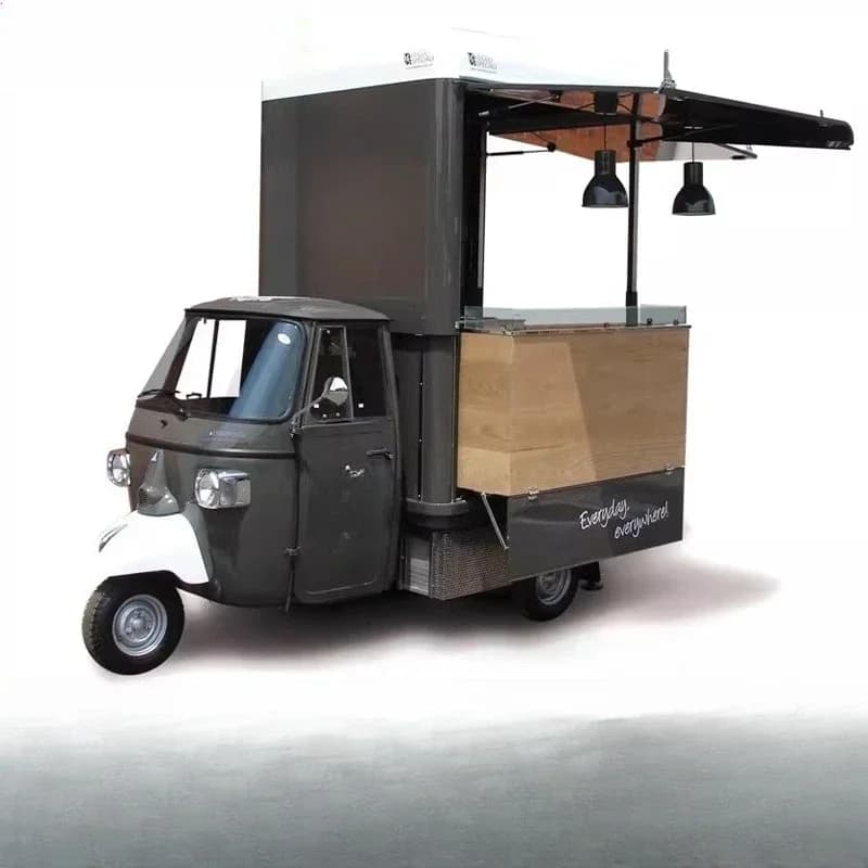 Three-wheeled food truck, snack mobile stall commercial multi-function food, barbecue, retro tricycle