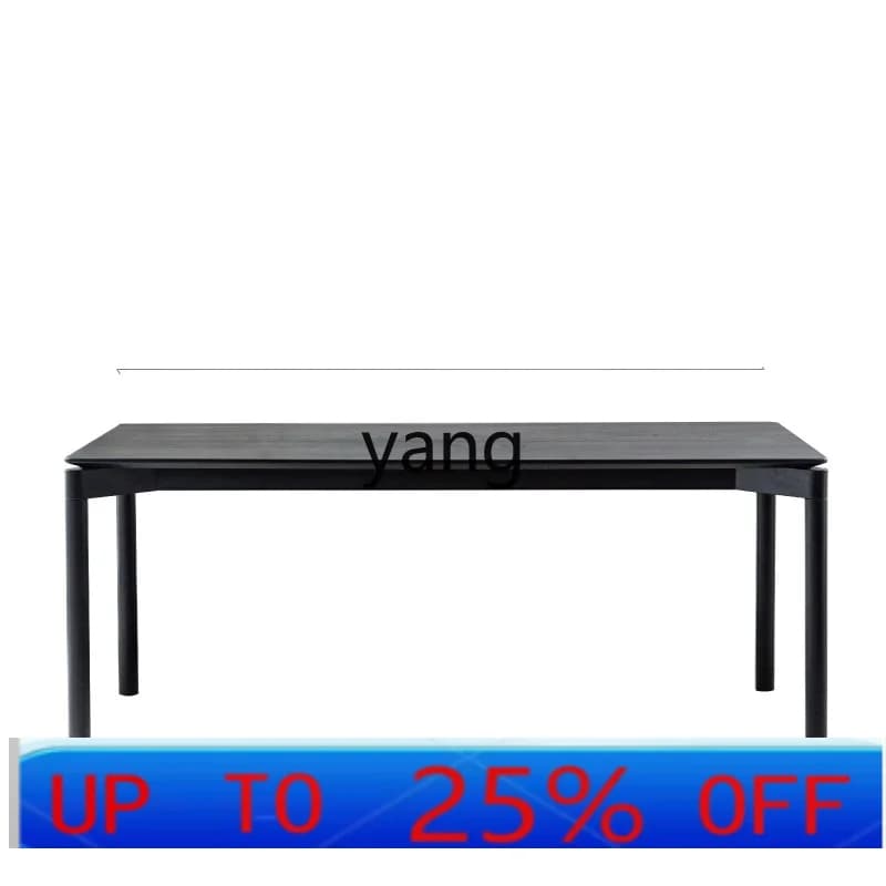 LMMminimalist black dining table modern minimalist living room solid wood dining table and chairs combination desk