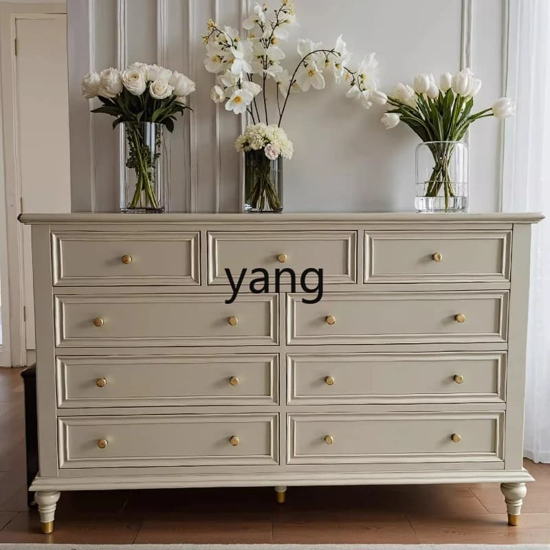 Lh American Style Solid Wood Nine-Drawer Cabinet Luxury Living Room Storage Cabinet Master Bedroom Bedside Seven-Drawer Cabinet