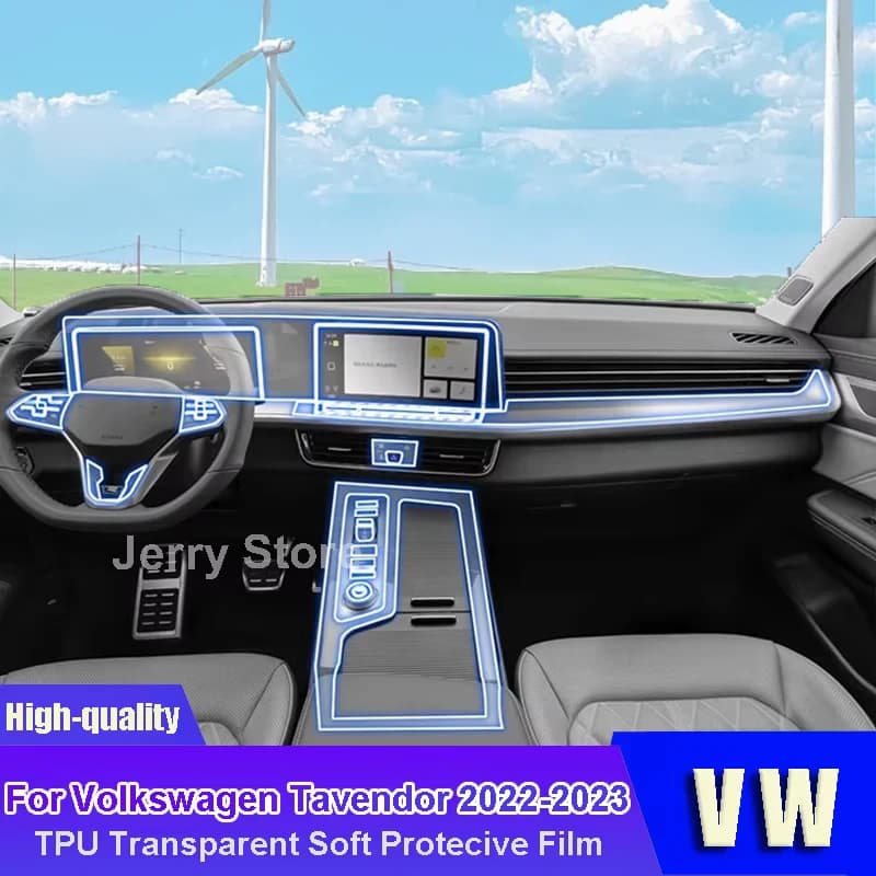 For Volkswagen Tavendor 2022-2023 Car Interior Center Console Transparent TPU Protective Film Anti-scratch Repair Car Stickers