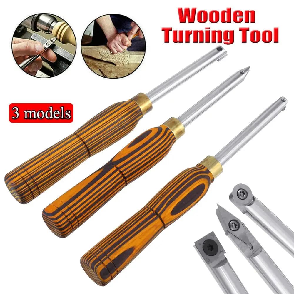 Carbide Tipped Wood Turning Chisel Diamond Round Square Insert Lathe Tool Set