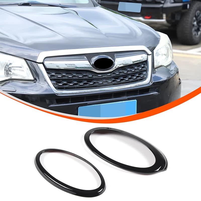 ABS Material Car Front Rear Logo Badge Ring Trim Cover For Subaru Forester 2013-2018 2022-2024 Auto Accessories 2 Pcs