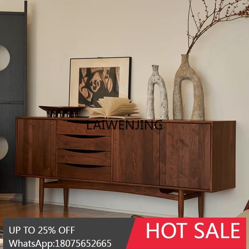 dining side black walnut solid wood living room storage chest cabinet