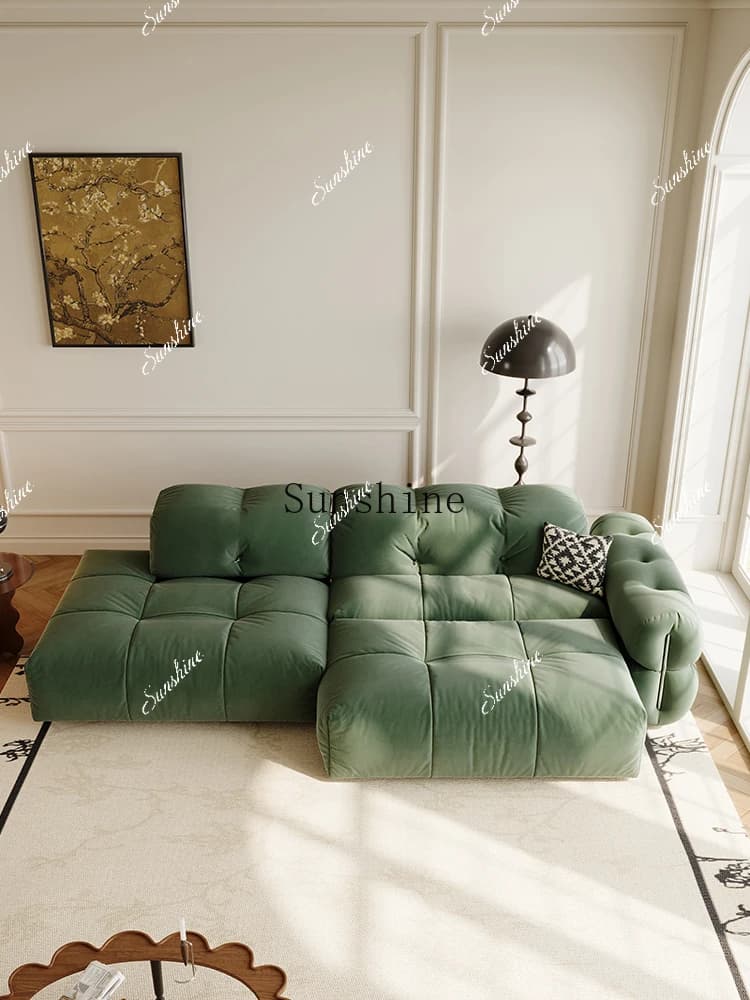Electric retractable sofa bed fabric module retro design function dual-purpose foldable  FT