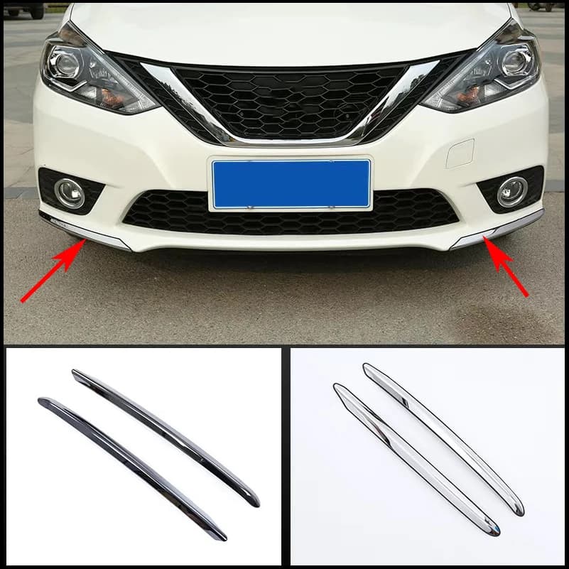 FOR Nissan Sentra 2016-2019 Both Side Bumper Lip Corner Cover Sticker Trim Strip Car Styling Auto Parts Accessories