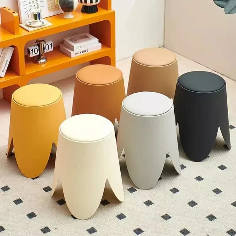 Plastic Environmentally Friendly Minimalist Design Dining Stool Leather Home Thickened Stable Non-slip Simple Stackablebench