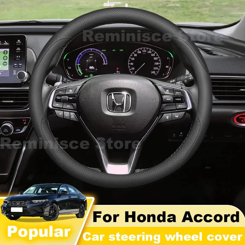 Nappa Leather Car Steering Wheel Cover For Honda Accord 8th 9th 7th 10th Gen 2026-2003 Non Slip Steering Wheel Cover Accessories
