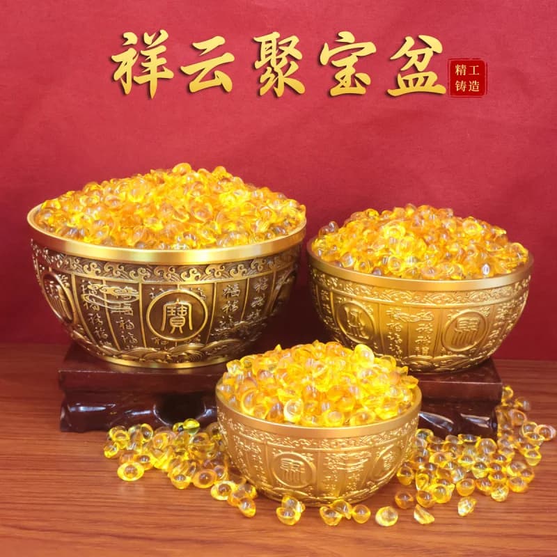 Brass -Attracting Clouds for Living Room, Office, Store Opening, Wealth Gathering, Rice Treasure Bowl, Deskt