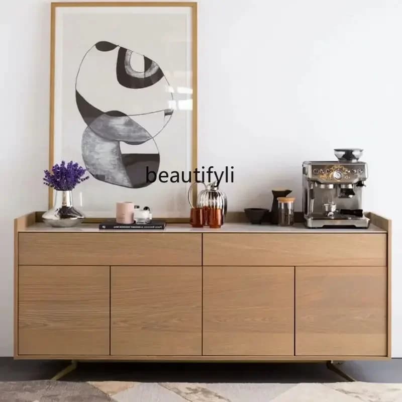 Q181  Nordic Sideboard Cabinet Modern Minimalist Storage Cabinet Entrance Cabinet Italian Minimalist Oak Sideboard