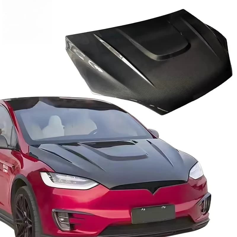 For Tesla Model X 2016-2021 Carbon Fiber Engine Hood Replacement Bonnet With Vents