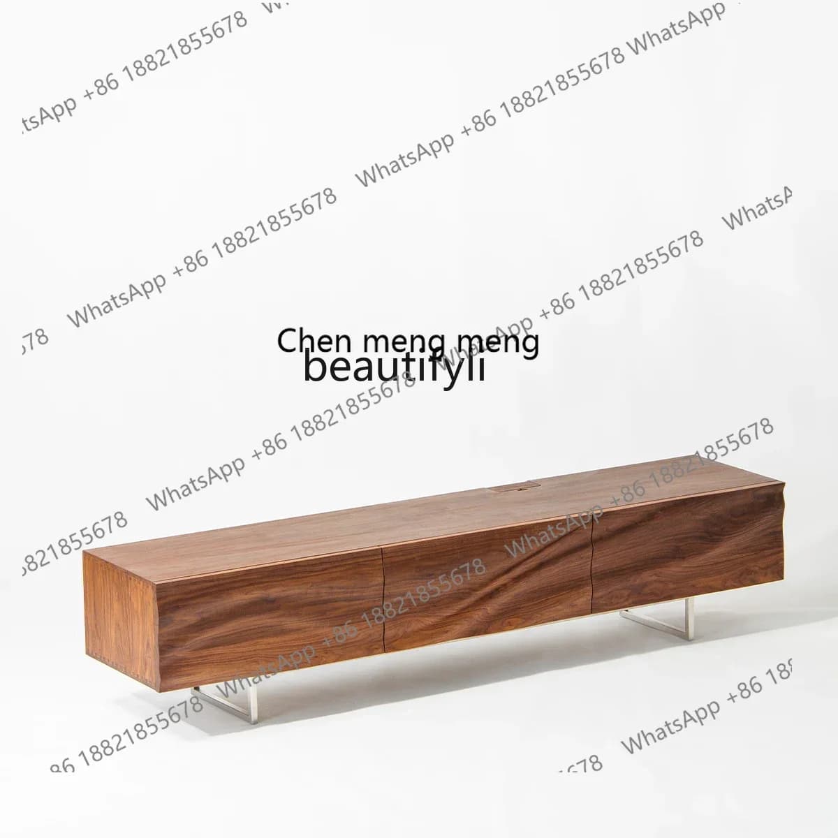 182QJinghu TV Cabinet Italian Simple Mid-Ancient Black Walnut Hard Maple Myanmar Teak Simple Wood Wax Oil