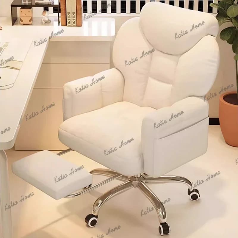 LSFrench Fabric Office Chairs Home Desk Gaming Chair Bedroom Makeup Chair Ergonomic Back Computer Chair European Office Furnitur
