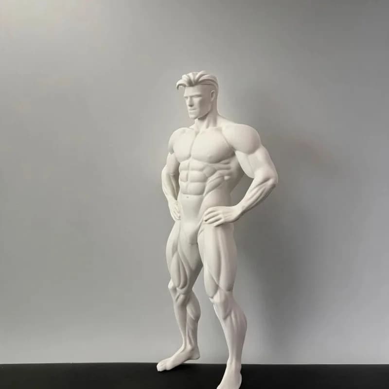 Realistic Muscular Male White Model 3D Printed Desktop Decoration Item 20cm Bodybuilding Statue Decorative Item
