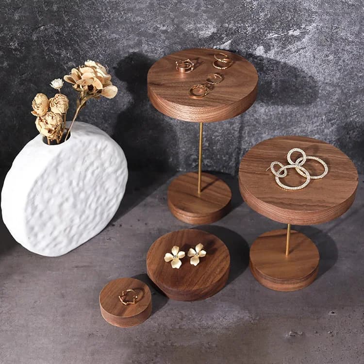 Walnut Jewelry Display Shelf Creative Ring Necklace Earrings Jewelry Storage Display Stand Room Decorating Interior Gift