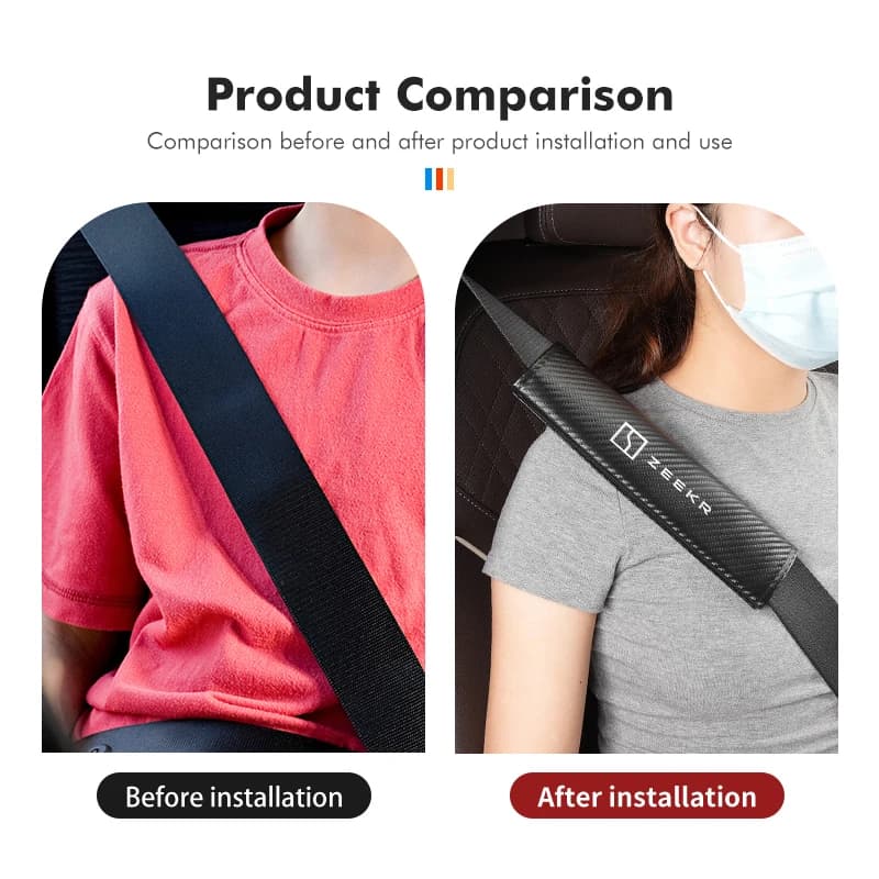 Wear‑Resistant Carbon Fibre Car Safety Belt Shoulder Pad Protective Strap Sleeve For Zeekr 001 009 X EV 2021‑2023