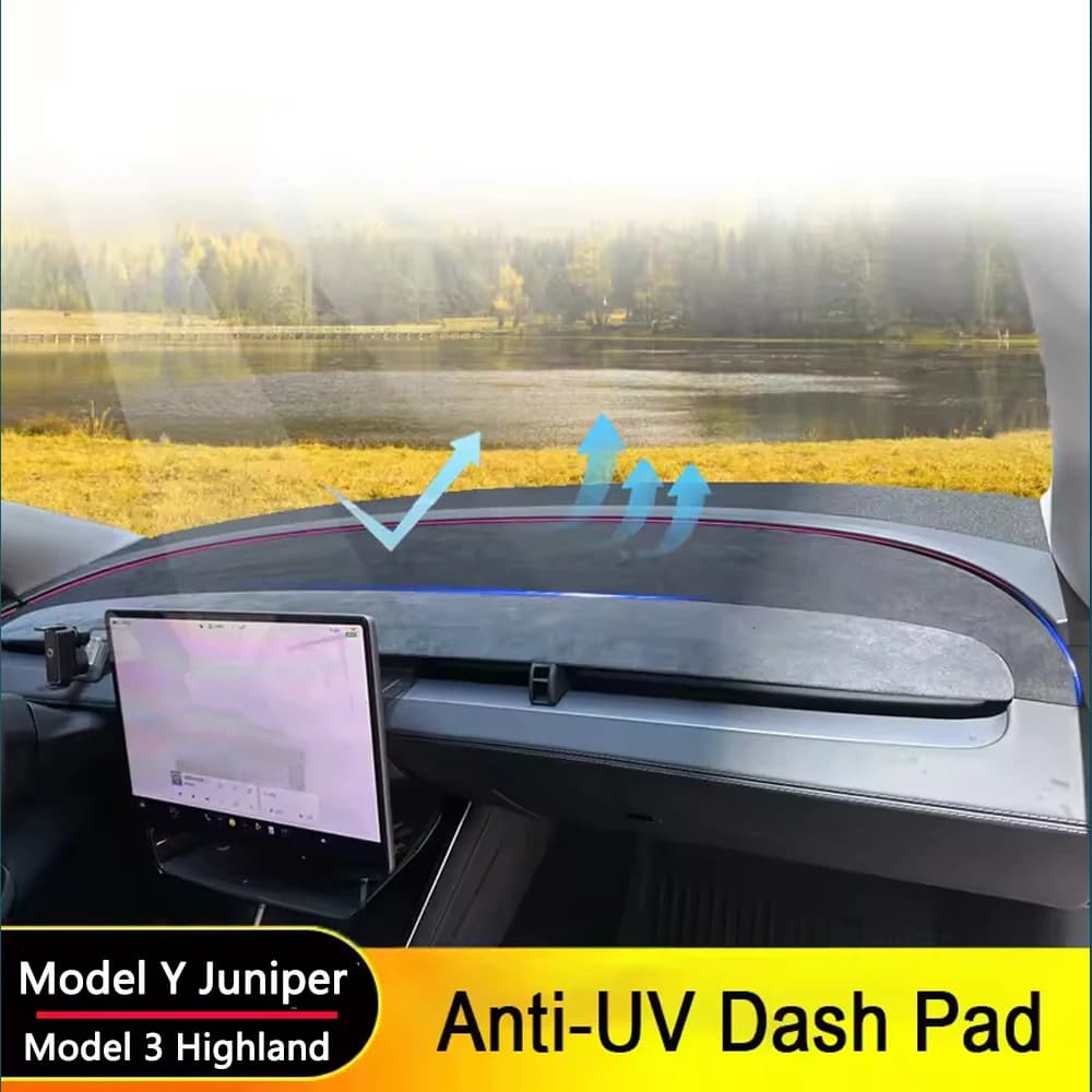 Dashboard Anti-UV Mat Cover For Tesla Model Y Juniper Model 3 Highland 2025 Center Console Sunshade Protector Pad Car Accessory