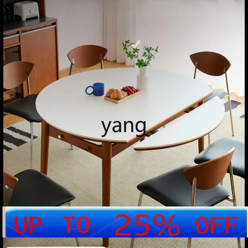 LMM Small Apartment Home Round Dining Table Dual-Use Functional Dining Table and Chair Set