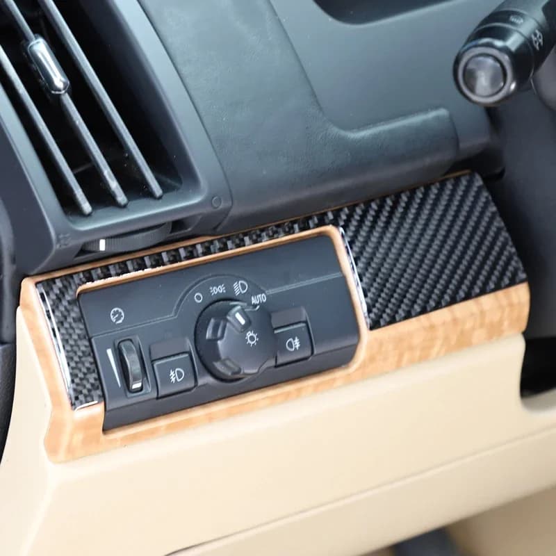 For Land Rover Freelander 2 L359 2007-2012 Soft Carbon Fiber Car Headlight Switch Frame Cover Trim Stickers Car Accessories