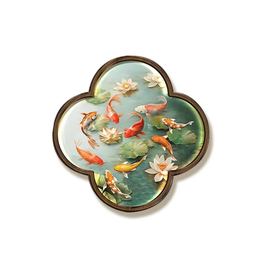 DSA new Chinese style nine fish picture entrance decorative painting lotus plum blossom shaped corridor hanging painting tea