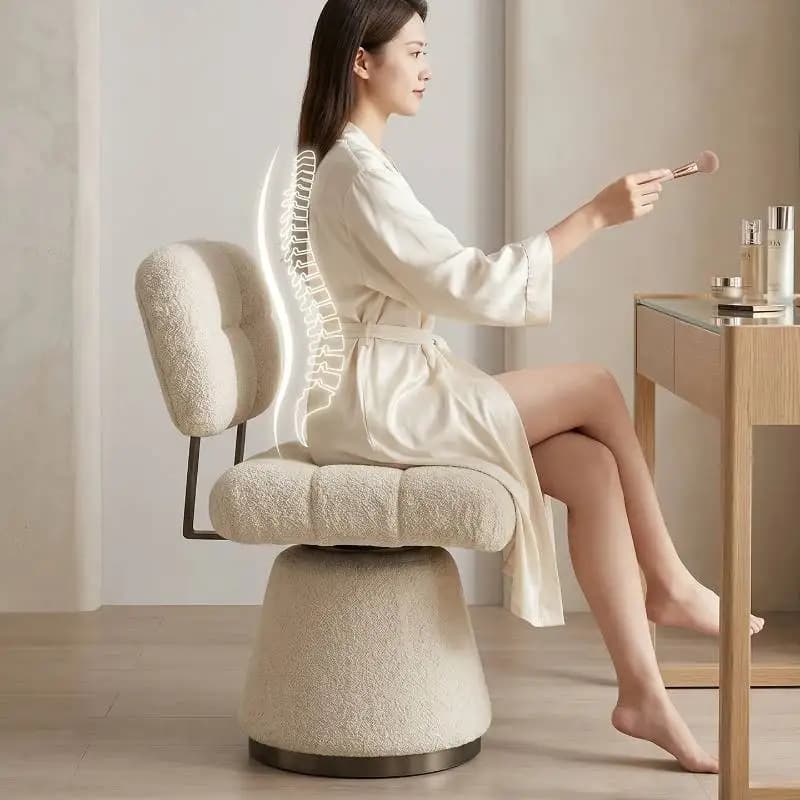 Upgrade Beige Makeup Vanity Chair Modern Nordic Narrow Comfy Makeup Vanity Chair White Luxury Sillas De Tocador Furniture Home