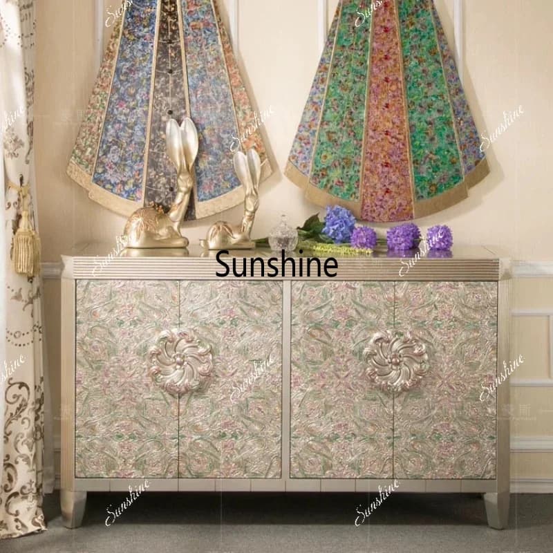 Light luxury high-end shoe cabinet Neoclassical large-capacity foyer cabinet Entrance shoe cabinetTJ