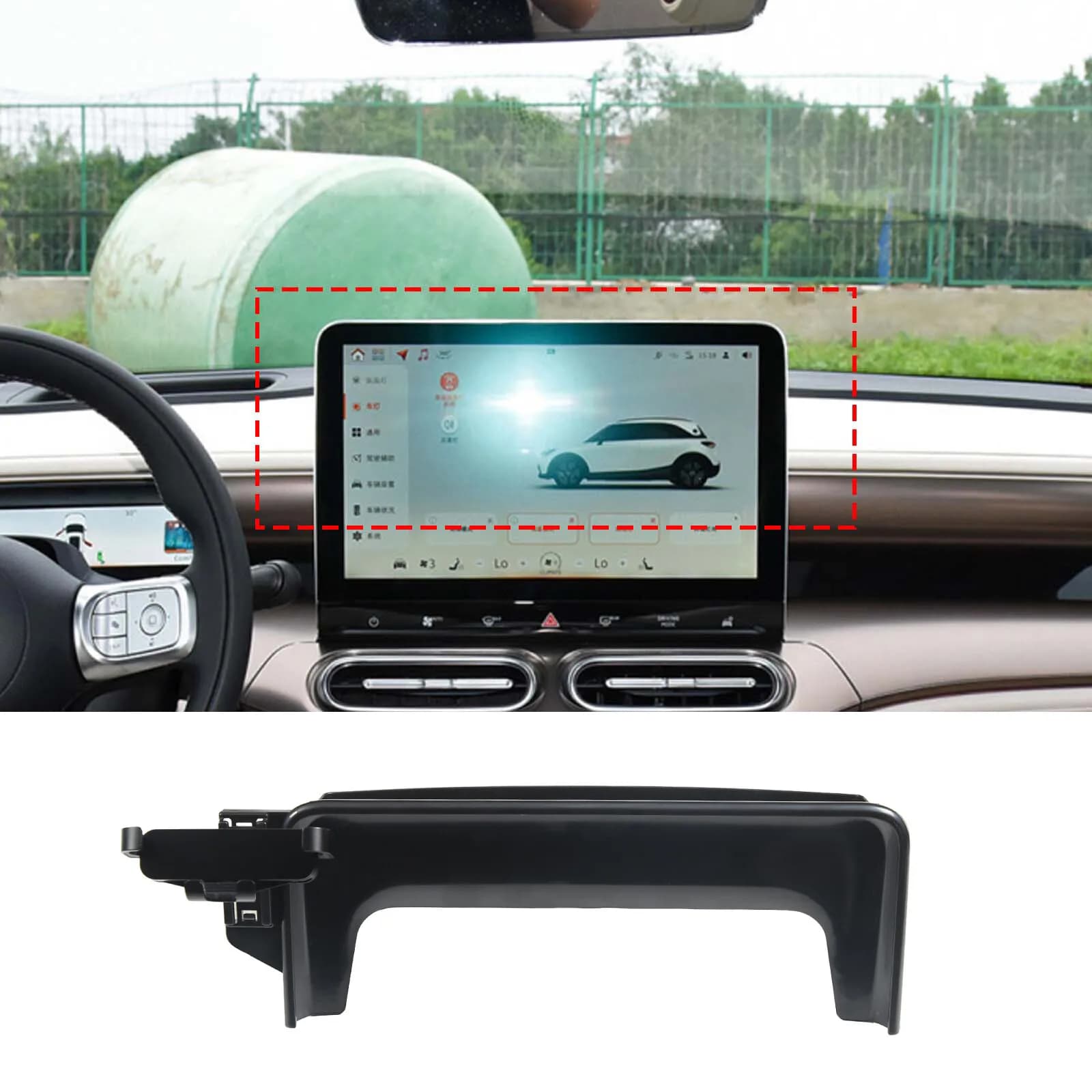 Car Center Dashboard 12.8Inchi Navigation Screen Back Storage Box W Cell Phone Holder For Benz Smart 1 2022+ Mobile Bracket