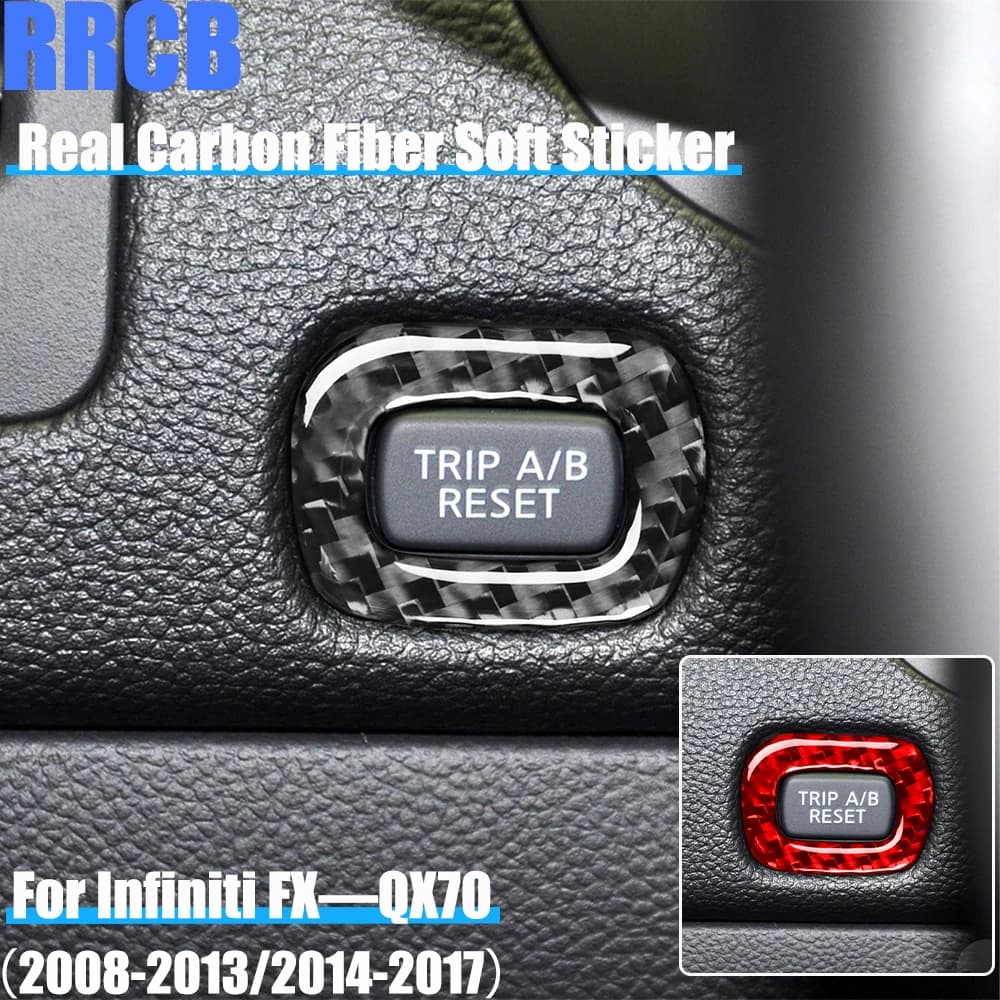 Real Carbon Fiber Car Accessories Mileage Switch Panel Cover Soft Sticker For Infiniti FX35 FX37 FX50 2008-2013 QX70 2014-2017