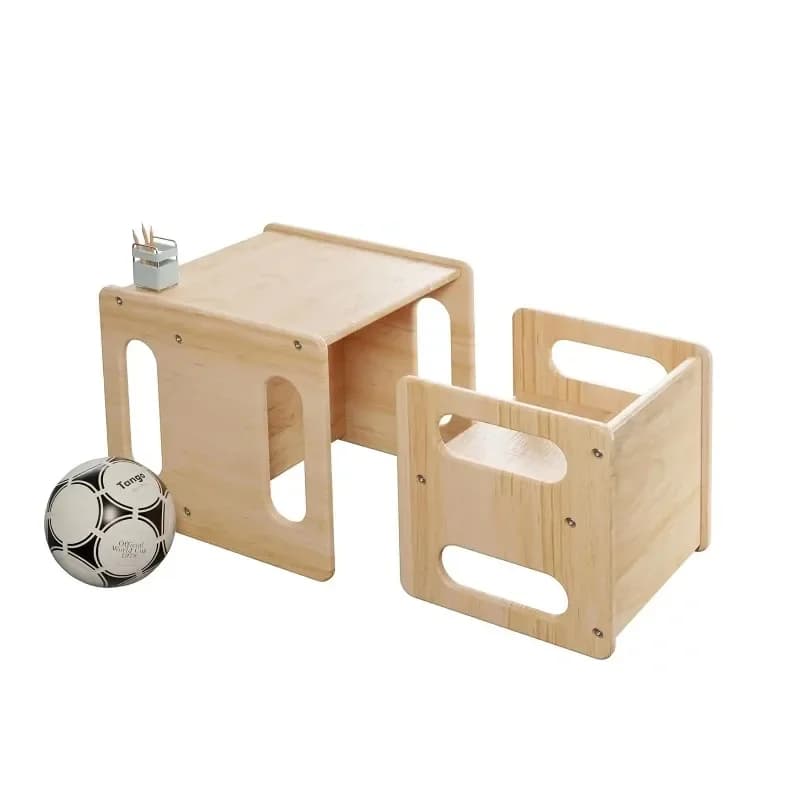 Handmade solid wood design weaning table and chair set, table and chair set suitable for children to read, baby furniture set