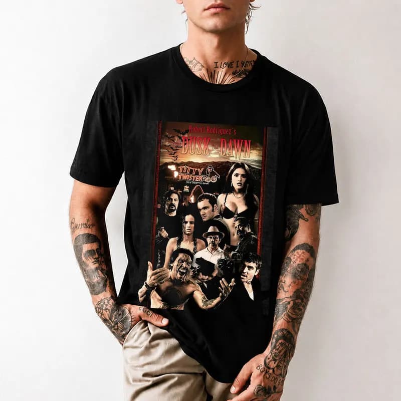 Vintage Horror Movie From Dusk Till Dawn Scary Halloween Gift T shirt 0703 Short Sleeve Graphic Clothes 100% cotton US size tops