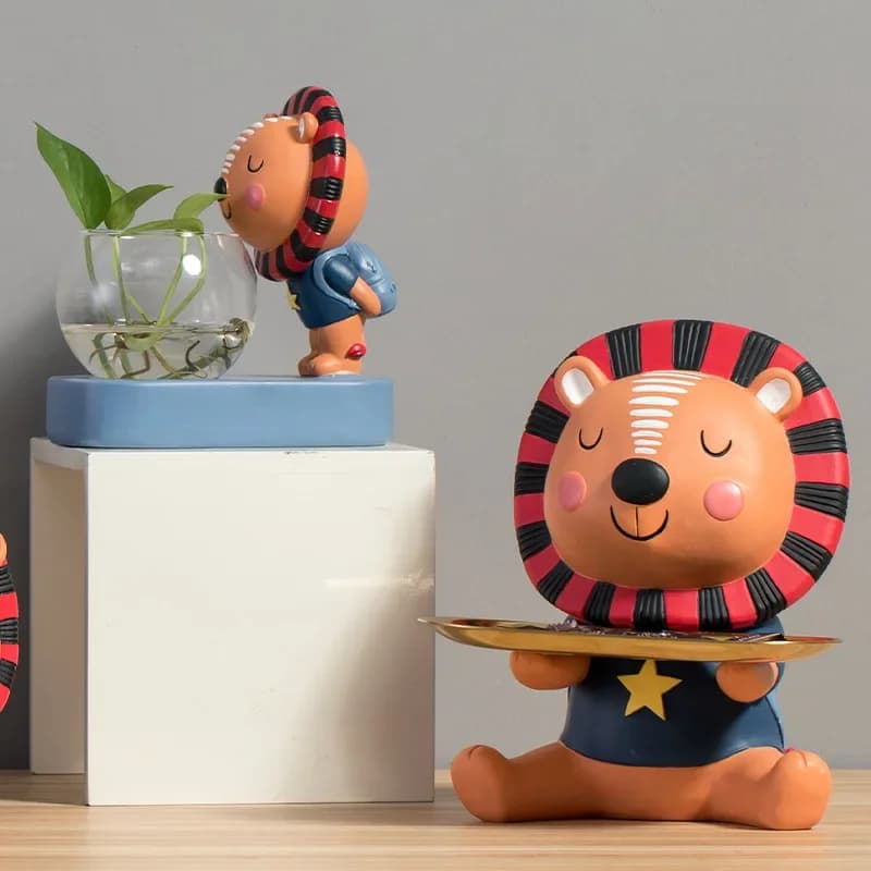 Nordic Creative Cartoon Animal Lion Ornament,Children's Room Book Desktop Decoration,Living Room Office Decoration,Birthday Gift