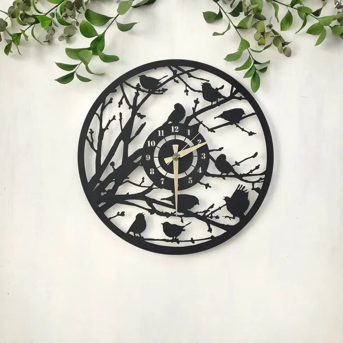 2024 New 14 Inches Creative Metal Black Bird Wall Clock Nordic Iron Home Decoration Silent Quartz Clock Wall Clock Modern Design