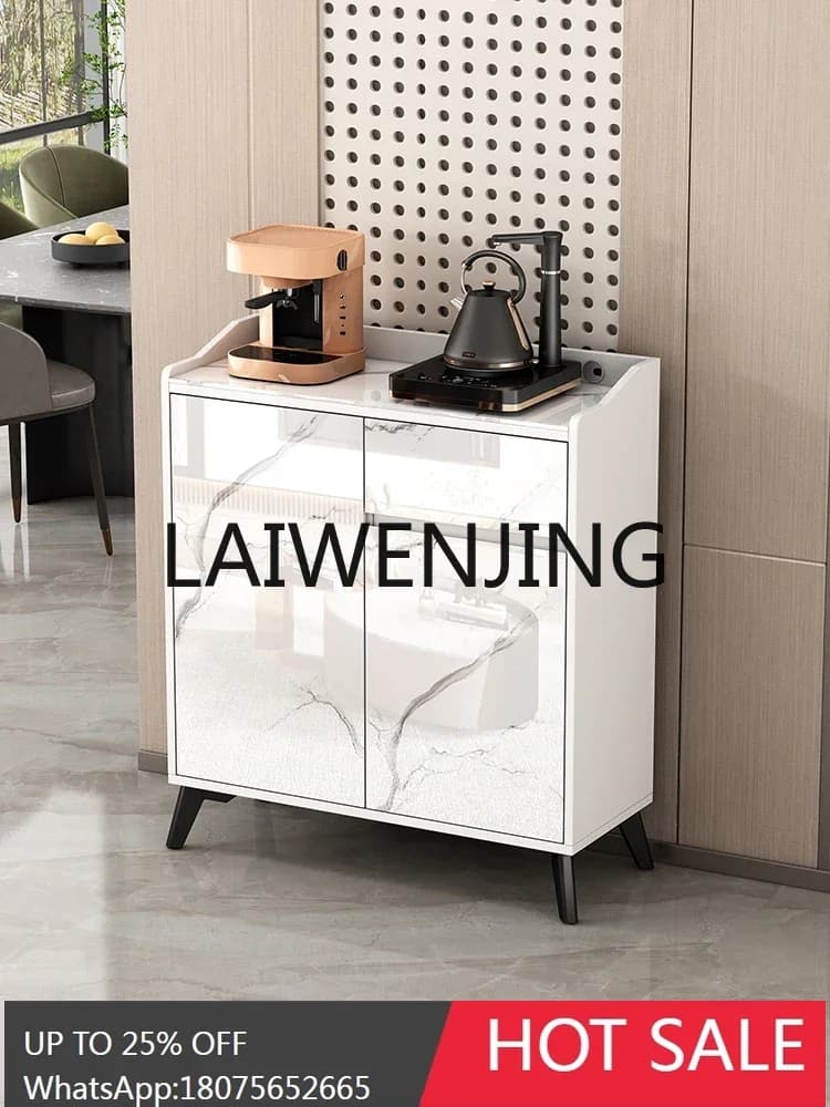 Rock slab dining side light luxury tea cabinet Nordic living room against the wall tea bar machine storage white low cabinet