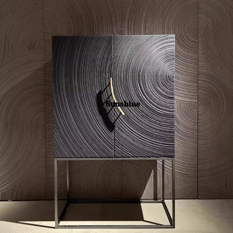 Italian light luxury carved wine cabinet modern simple living room entrance decorative cabinet