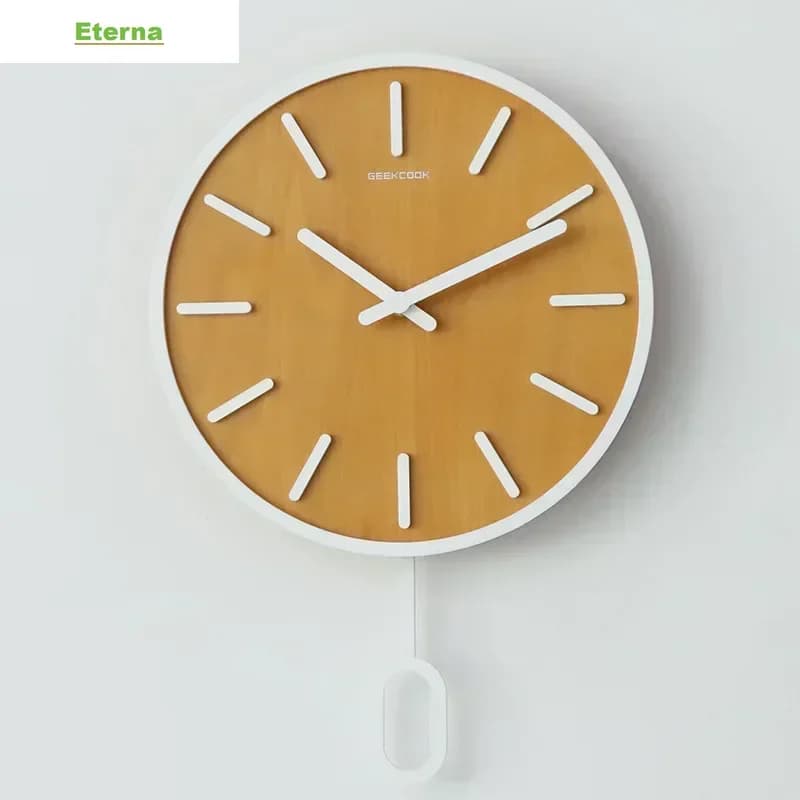 Silent Wall Clock Nordic Modern Vintage Pendulum Swing Battery Operated for Living Room Home Decor Luxury