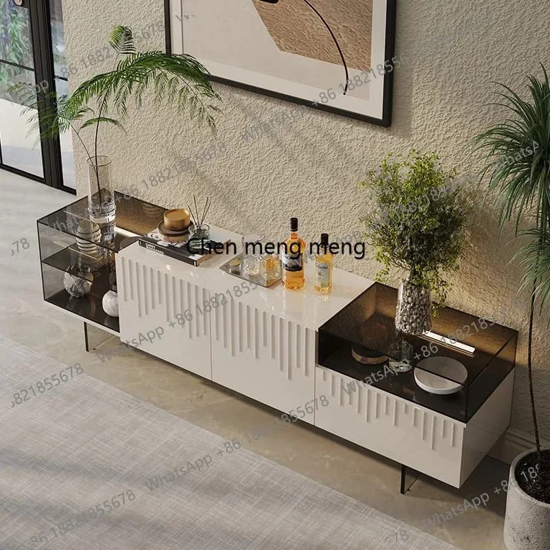 RR Italian style, painted TV cabinet, floor-to-ceiling cabinet for home living room, modern minimalist storage audio-visual cabi