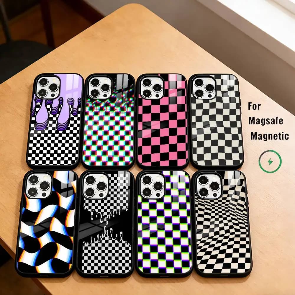 C-Checkerboard C-Chess board Phone Case For iPhone17,16,15,14,13,12,11 Plus,Pro Magnetic For Magsafe Wireless Charging