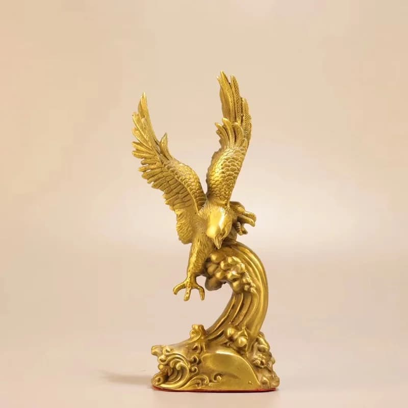 Brass Eagle Ornament: Grand Display of Power, Spreading Wings, Copper Eagle for Home, Office, Store, Craft, Opening Gift