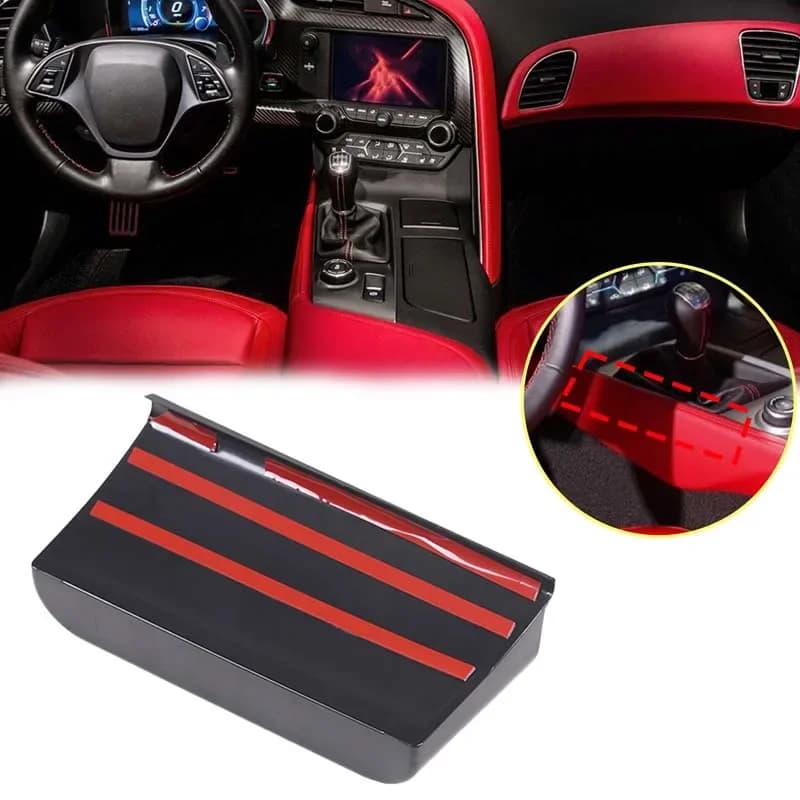 1Pcs ABS Black For Chevrolet Corvette C7 2014-2019 Car Center Control Storage Box Mobile Phone Organizer Holder Accessories