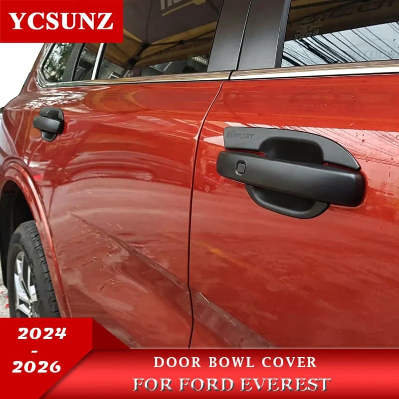 Matte Black Door Handle Bowl Cover For Ford Everest 2023 2024 2025 2026 Car Accessories Ycsunz
