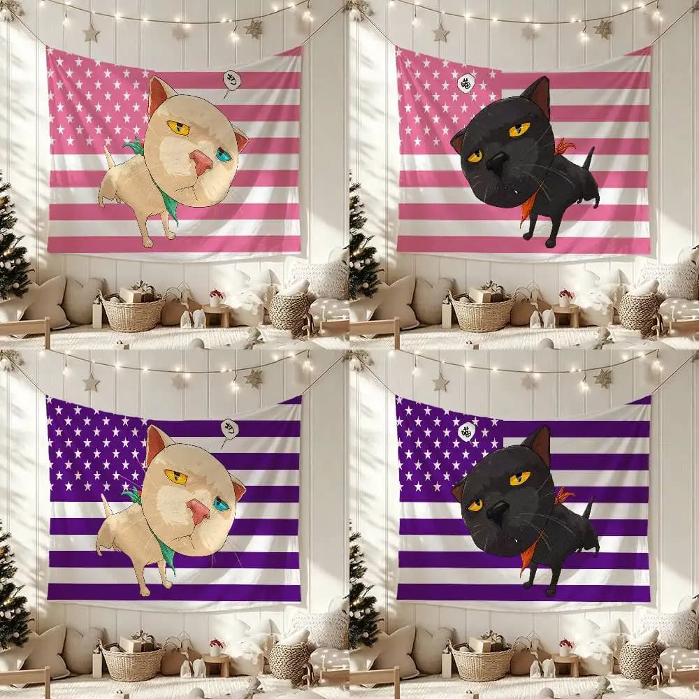 Cute cat C-couple patterns Flag Outdoor Decorations for Bedrooms Home Decor Items Decoration Banners