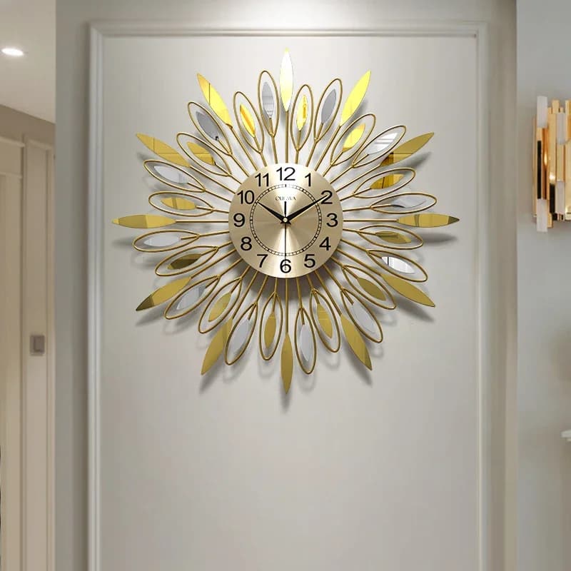 Metal Wall Art Aesthetic Wall Watch Minimalist Design Luxury Restaurant Clock Wall Nordic Round Peacock Reloj Room Decorations